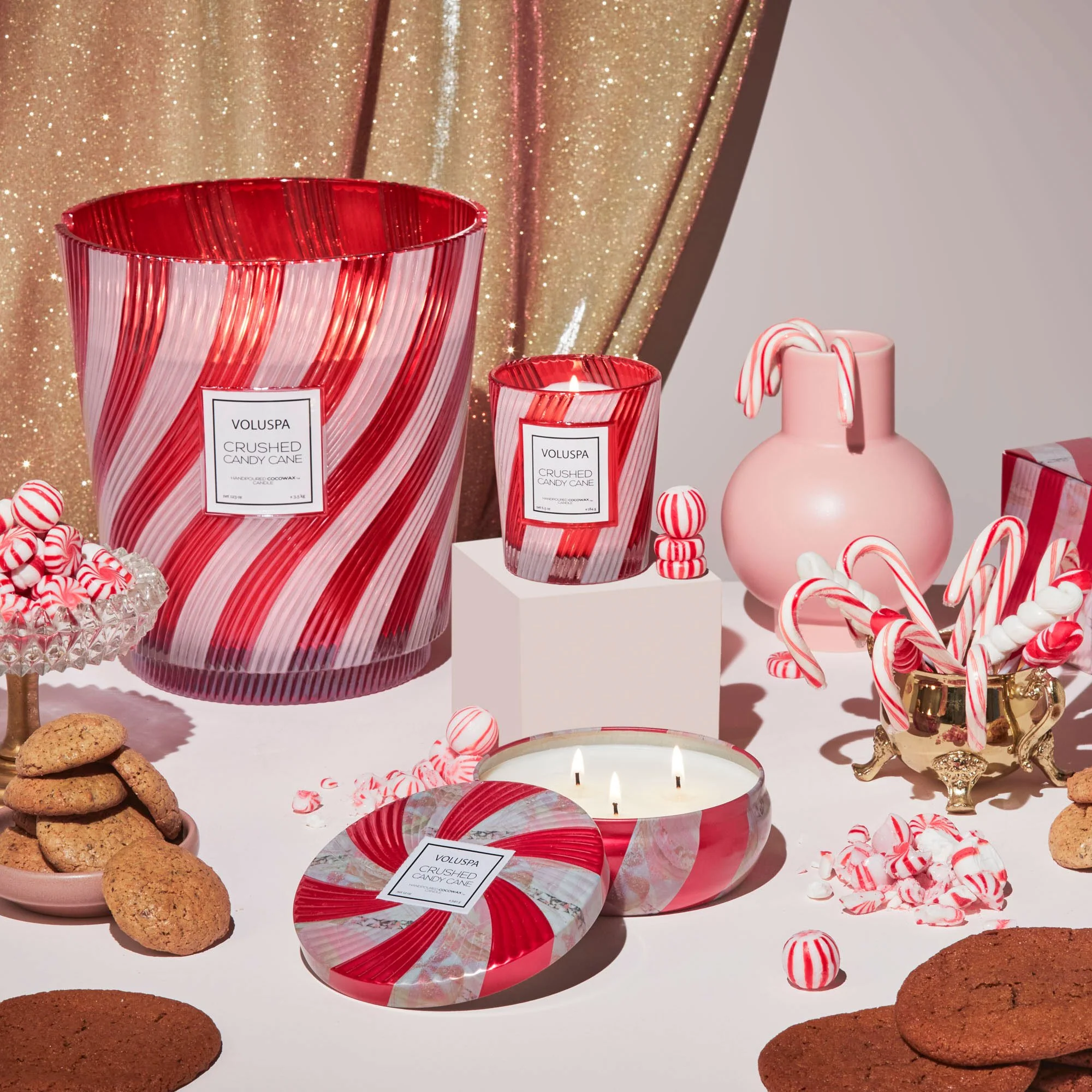 Crushed Candy Cane - 3 Wick Tin Candle - Image 3