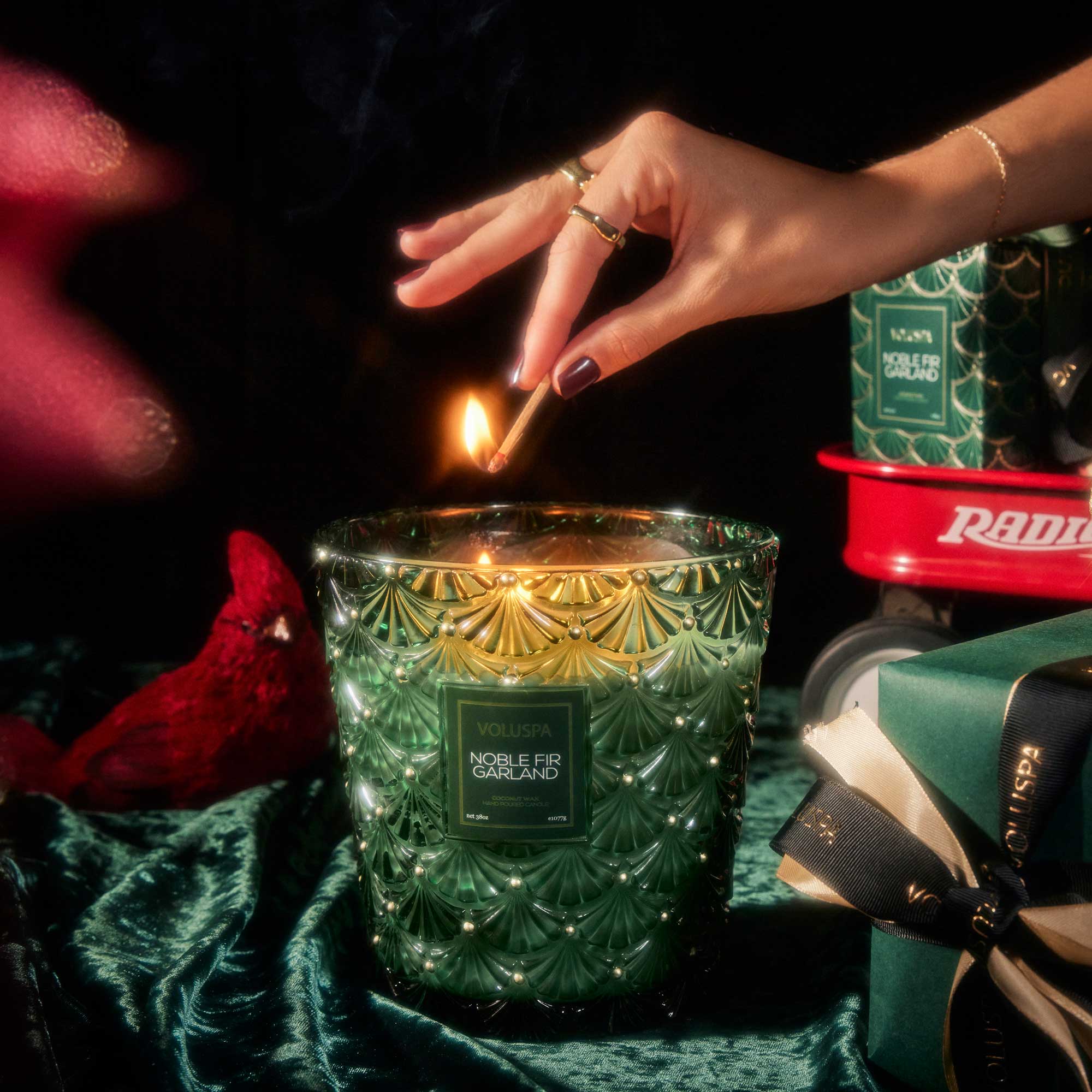 Noble Fir Garland - 3 Wick Hearth Candle - Image 3